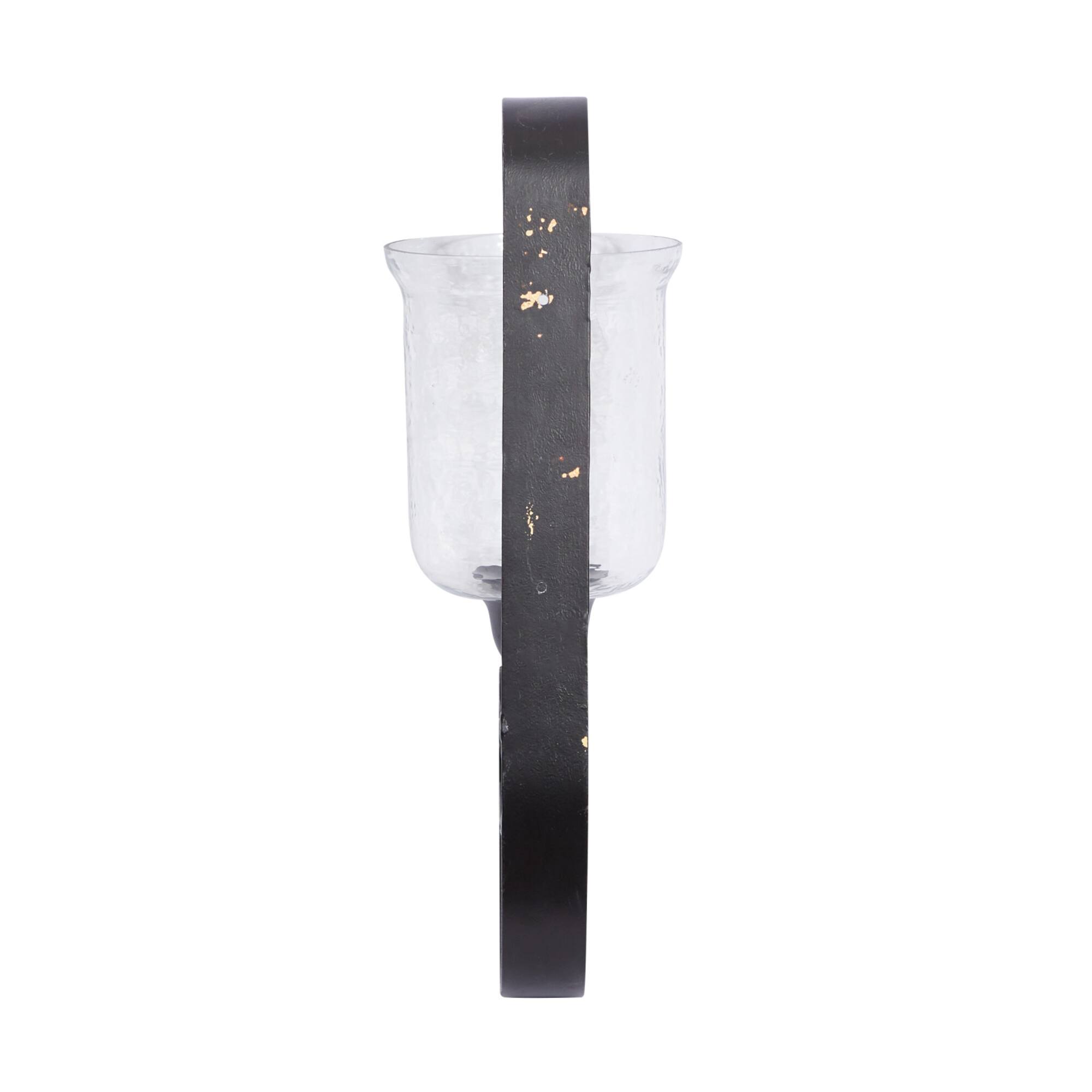 Black Iron Traditional Candle Wall Sconce, 21" x 10" x 7"